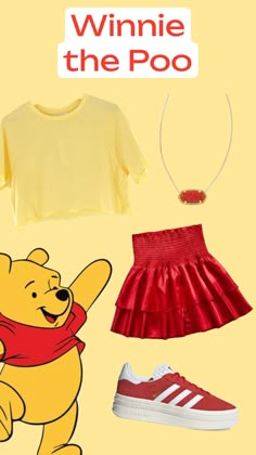 a winnie the pooh outfit and shoes for girls, including a t - shirt