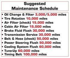 a sign with instructions on how to use the maintenance schedule for an oil change and filter