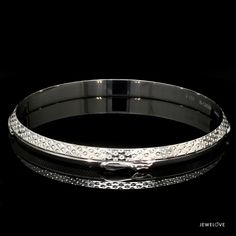 Platinum Kada, Bangles & Bracelets by Jewelove Crafted in Platinum. The Kada is made in 95% Platinum, hallmarked with Pt 950 for platinum purity & comes with the PGI Certificate of Authenticity. Metal : Platinum  Platinum Purity : 95% Purity Mark : Pt 950 Width : 7mm Thickness : 3.5mm - 2.20 mm  Estimated Weight : 50.11 grams  Certificate of Authenticity : Platinum Guild International Luxury Platinum Bangle In White Gold, Platinum Kadiyam For Men, Luxury Elegant Platinum Bangle, Platinum Mens Bracelet, Luxury Hallmarked Platinum Bracelets, Platinum Bracelet, Platinum Chain, Platinum Rose Gold, Gold Link Bracelet