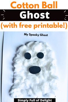 cotton ball ghost craft for kids Ghost Printable, Ghost Craft