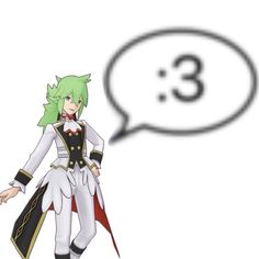 an anime character is standing in front of a speech bubble with the number 3 on it