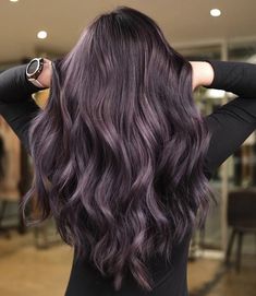 Dark Ash Purple Hair, Purple Ash Hair Color, Ash Purple Hair Color, Purple Ash Hair, Brownish Purple Hair, Brown Hair With Purple Undertones, Dark Red Purple Hair, Ash Purple Hair, Purple Hair Colour