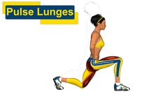 a woman is running with the words pulse lunges on her chest and leg muscles