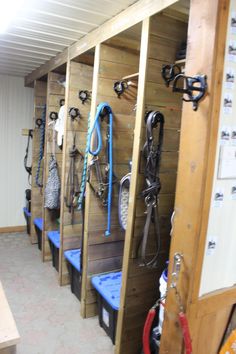 Horse Stable Organization, Tack Room Cubbies, Horse Boarding Facility Ideas, Tackroom Organization, Horse Tack Room Ideas, Horse Tack Room Organization, Stable Ideas Tack Room, Small Horse Barn Ideas, Tackroom Ideas Equestrian