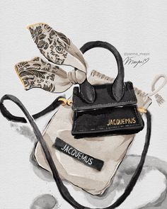 a drawing of a handbag with the name jacquemus on it