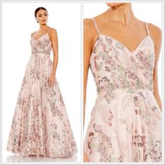 Nwt Mac Duggal Floral Botnical Sequin Beaded A-Line Gown Dress Pink Multi Sz 4 New With Tags $598 Measurements Provided In The Pictures There Is A Minor Flaw ( Missing Rhinestones On One Of The Straps /See Pictures), Can Be Easily Fixed With The Additional Beads Included Or Left As Is ( Completely Unnoticeable) Beaded Dresses Can Be In Fantastic Condition And Still End Up With A Few Sequins And Beads Missing, Just As They Could In The Store. Item As Shown In Photos You’ll Immediately Feel Specia Floral Print Evening Gown For Prom Season, Floral Print Gown For Prom Season Evening, Spring Gala Dresses With Beaded Straps, Spring Prom Gown Embellished, Spring Prom Embellished Gown, Glamorous Floral Print Maxi Dress For Wedding, Spring Wedding Dress With Beaded Straps, Spring Embellished Evening Dress With Sweetheart Neckline, Embellished Floor-length Gown For Spring