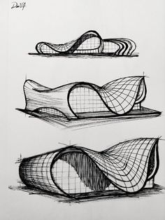 three drawings of different shapes and sizes