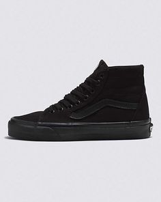 All Black High Tops, Vans Boots, Black High Top Vans, Sk8 Hi Vans, Vans Store, High Top Shoe, Vans Logo, Black Shoe, Black Vans