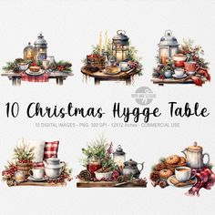 10 christmas hygge table clipart digital images commercial use for personal and commercial use