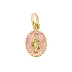 Gigi Clozeau - Madone Blush Resin pendant, Yellow Gold Polished Pendant Charm Necklace, Pink Gold-plated Round Pendant Jewelry, Pink Round Pendant Gold Plated Jewelry, Pink Gold Plated Round Pendant Jewelry, Pink 14k Gold Jewelry With Charms, Pink 14k Gold Jewelry With Polished Finish, Pink Gold Pendant Jewelry With Charms, Rose Gold Oval Pendant Necklace With Charms, Luxury Pink Round Pendant Jewelry