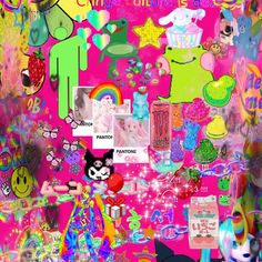 a collage of various items on a pink background with the words we came to care