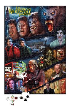 a puzzle with an image of the american werewolvess and other monsters on it's side