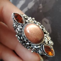 Brand New Handmade Sunstone Sun Sitara And Smoky Topaz Silver Statement Ring. Size 8 925 Stamped New To Poshmark? Use Referral Code Kimberlyn222 To Receive $10. Elegant Topaz Rings With Stones, Topaz Jewelry With Gemstone Accents, Unique Topaz Jewelry With Gemstone Accents, Silver Sunstone Jewelry With Gemstone, Silver Sunstone Jewelry For Gift, Silver Topaz Jewelry With Accent Stones, Silver Sunstone Jewelry As A Gift, Silver Topaz Crystal Ring With Accent Stones, Amber Topaz Ring