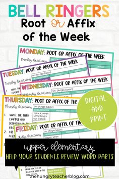 the bell ringers root and affix of the week with text overlay