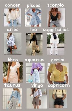 many different types of women's clothes with names in spanish on the front and back