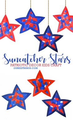 Patriotic Suncatcher Star Craft July 4th Arts And Crafts For Toddlers, 4th Of July Childrens Church Craft, July Window Display Ideas Preschool, Simple 4th Of July Crafts For Kids, Stars And Stripes Crafts For Kids, 4 Th Of July Crafts For Kids, America Crafts For Toddlers, 4th Of July Crafts Toddlers, Kids July 4th Crafts