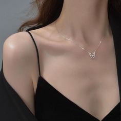 Butterfly Necklace MK18600 length：21-50CM+10CM Butterfly Chain Necklace, قلادات متدلية, Butterfly Necklace Gold, Romantic Necklace, Birthday Inspo, Kawaii Style, Butterfly Pendant Necklace, Wedding Party Jewelry, Butterfly Jewelry