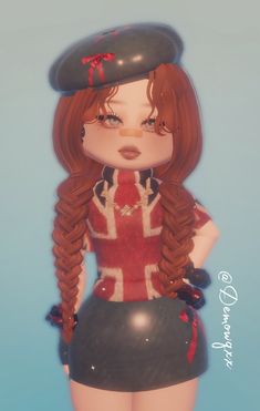 a digital painting of a girl with long red hair wearing a british flag shirt and hat