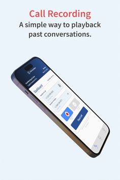 a cell phone with the text call recording on it and an image of a playback past conversations