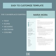 a simple resume template with the words, you can replace existing text and heading sections