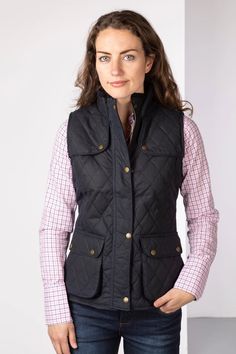 Ladies Diamond Quilted Wax Waistcoat Gilet UK | Rydale Gilet Outfit, Quilted Gilet, British Country, Country Clothing, Country Wear, Outfit Inspo Summer, Outfit Inspo Casual, Body Warmer, Outfit Inspo Fall