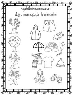 the worksheet for children to learn how to draw clothes and umbrellas in english