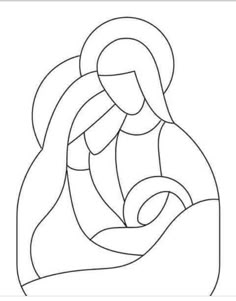 a drawing of the virgin mary holding a baby jesus