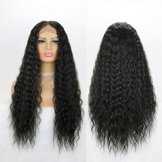 Material: Heat Resistant Fiber, Color: Black Texture: Wavy Parting: fixed middle part Size: Adjustable Strap Wig Length: 26 inches Small comb: 3 Features: Weight: 285g+/-5g Synthetic hair that mimics real hair Natural-looking lace front design Features & details: We offer high-quality synthetic lace front wigs. Our body wave wig is a popular style that features natural-looking waves and texture. Our lace front wig has a breathable cap for a realistic hairline and secure fit. Our half wigs for wo Realistic Wigs, Black Texture, Wave Wig, Half Wigs, Body Wave Wig, Real Hair, Closure Wig, Hair Natural, Natural Hair Growth