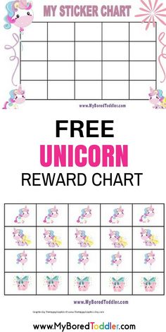 the unicorn reward chart is shown in pink and blue