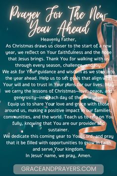 The New Year is a perfect time to seek God’s guidance and blessings for the journey ahead. ​ ​This prayer helps you start the year with faith, hope, and a heart centered on His plans. ​ ​Read this prayer for the New Year ahead and more at Grace and Prayers. Prayer For The New Year, Christmas Prayer, Seek God, Seeking God, Faith Hope, A Heart, The Journey, The Year, How To Plan