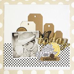 a scrapbook page with polka dot paper