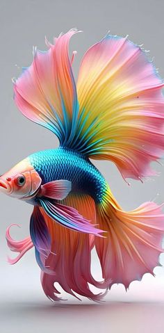 an image of a colorful fish that is in the water and looking like it's floating