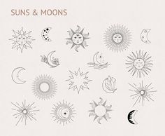 the sun and moon symbols are drawn on paper