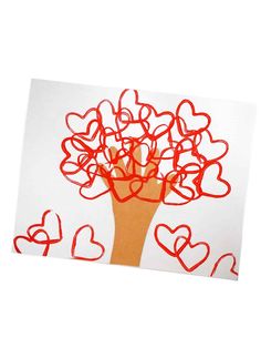 a drawing of a tree with hearts on it