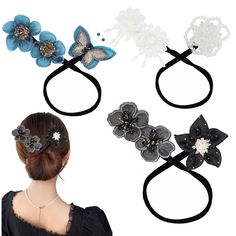 PRICES MAY VARY. ☀Each order includes: 3PCS Delicate and Elegant Flower Hair Bun Maker, Elegant Flower,Brand New Two-End Design, Will Make You Love It; ☀Material: Soft and comfortable high-quality high-quality environmentally friendly fabric fabric, very light and very light, suitable for your long-term wear without burdening your head, can be reused; ☀Very beautiful handmade Hair Bun Maker. you can easily make impossible hairstyles, two different Hair Scrunchies to meet your different dressing Crown Hairstyle, Lazy Hair, Hair Accessories Bun, Hair Bun Maker, Lazy Hairstyles, Flower Branding, Bun Maker, Hair Scrunchies, Hair Bun