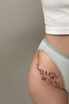 Pelvic Tattoos, Spine Tattoos For Women, Thigh Tattoos Women