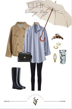 Rainboots Outfit Winter Work, Casual Spring Rainy Day Outfits, Jeans And Rain Boots Outfit, Rainy Day Outfit Inspiration, Rainy Day Sightseeing Outfit, Rainy Saturday Outfit, Rain Work Outfit Rainy Days, Rainboot Outfits Spring, Autumn Outfits Rainy Days