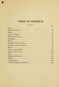 the table of contents is shown in this old style book, with numbers on it