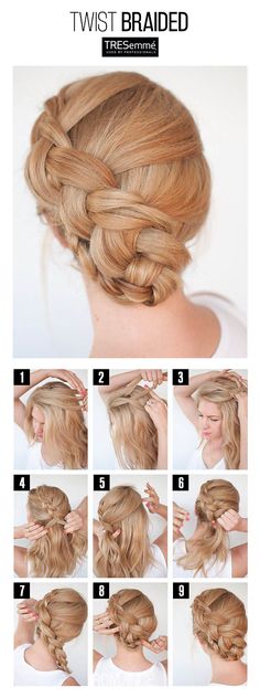 Braid Bun Tutorial Step By Step, Wedding French Braid Hairstyles, Two Braid Updo, Diagonal Braid Updo, Diagonal Braid, Viking Hairstyle, Braid Updo Tutorial, Trendy Braids, French Braid Updo