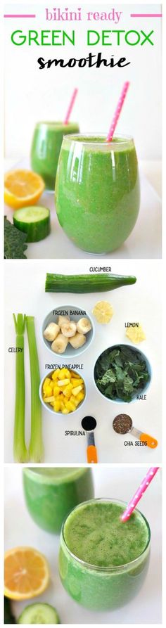 Best of Home and Garden: Bikini Ready Green Detox Smoothie Být Fit, Resep Smoothie, Green Detox Smoothie, Smoothie Detox, Detox Drinks Recipes, Makanan Diet, Juice Recipes, Healthy Detox, Diet Vegetarian