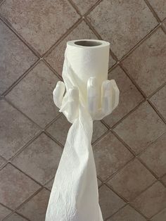 a roll of toilet paper hanging from the ceiling