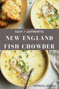 two bowls of new england fish chowder