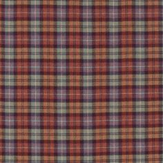 an orange and blue plaid fabric