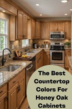 the best countertop colors for honey oak cabinets