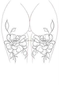 Flower Hip Tattoo Designs, Chest Tattoo Female Stencil, Back Of Thigh Flower Tattoo, Sleeve Tattoo Stencils For Women, Tattoos On White Background, Thigh Tattoos Women Red Ink, Thigh Tattoos Women Outline, Leg Tattoos Women Stencil, Tattoo Flowers Leg