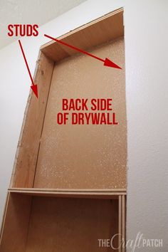 the back side of a drywall is labeled