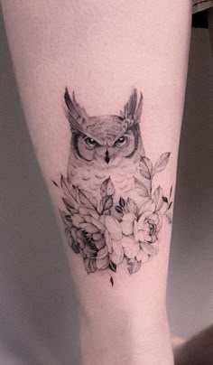 Owl Tattoo Designs Owl Flowers Tattoo, Owl Nature Tattoo, Floral Owl Tattoo, Owl With Flowers Tattoo, Owl Tattoo Wrist, Owl Tattoos For Women, Abstract Owl Tattoo, Tattoo Owl, Feather Tattoo Meaning