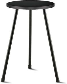 a black table with two legs and a round top on an isolated white background,