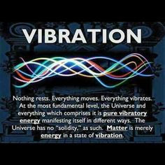 an advertisement with the words vibration in white and blue text on black background