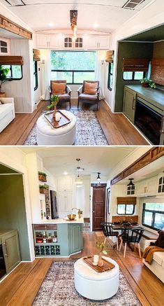 the interior and exterior of a mobile home